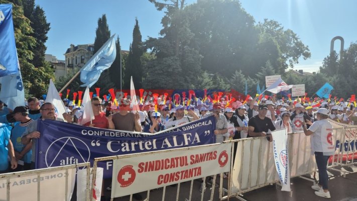 Protest masiv la Constanța: Sindicatele ies în stradă pentru pensii echitabile și protejarea resurselor naturale