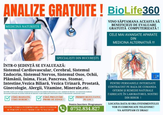 Primăria Medgidia anunță program de terapie naturistă la Casa de Cultură I.N. Roman