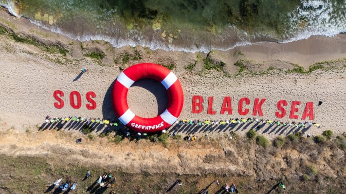 Protest cu zeci de activiști Greenpeace pe plaja din Vama Veche
