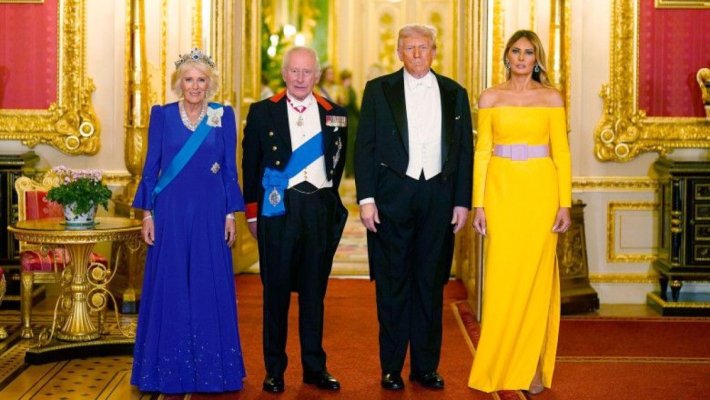 Banchet fastuos, la Palatul Windsor, pentru a onora vizita în UK a lui Donald Trump. Video