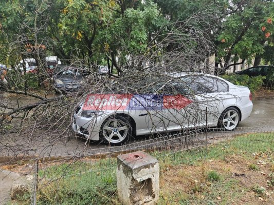 Un copac a căzut peste o mașină, în zona Abator! Video