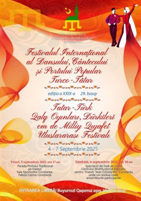  Oaspeți din șase țări urcă pe scena Festivalului Internațional al Dansului, Cântecului și Portului Popular Turco-Tătar