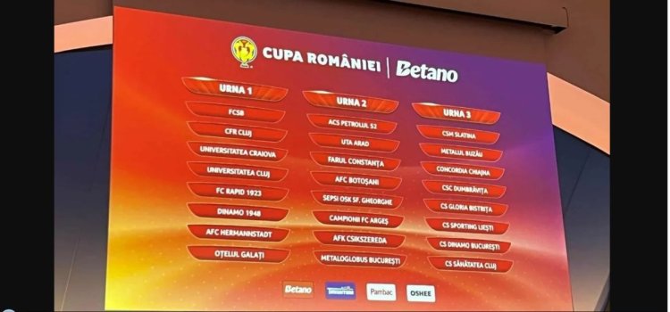 Grupele și programul din Cupa României. Derby între Universitatea Craiova și FCSB