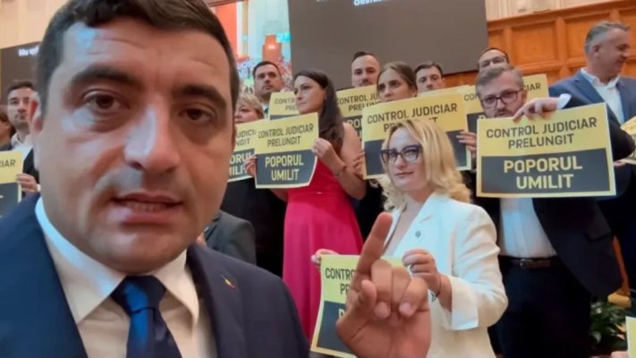 Protest AUR la Parlament! George Simion îi cere lui Ilie Bolojan să amâne votul pe moțiunea de cenzură