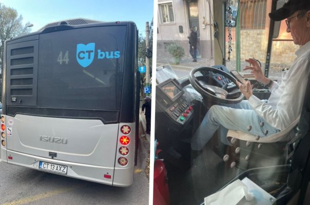 Unui șofer CT Bus care conducea cu țigara într-o mână și telefonul în cealaltă... îi mai lipsea cafeluța    