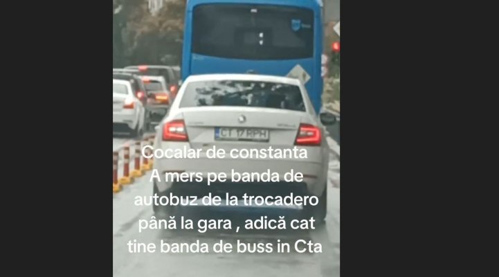 Șoferii conduc, fără stres, pe banda destinată autobuzelor și taxiurilor... pe care nu circulă nimeni! Video 