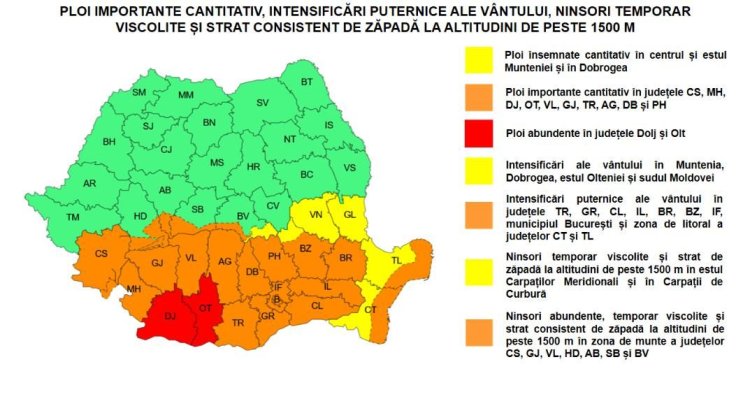 A fost emis Cod Portocaliu! Atenționare meteo de vreme rea, la Constanța