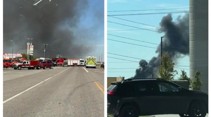 Avion prăbuşit în SUA. Incendiu uriaş la sol după impact