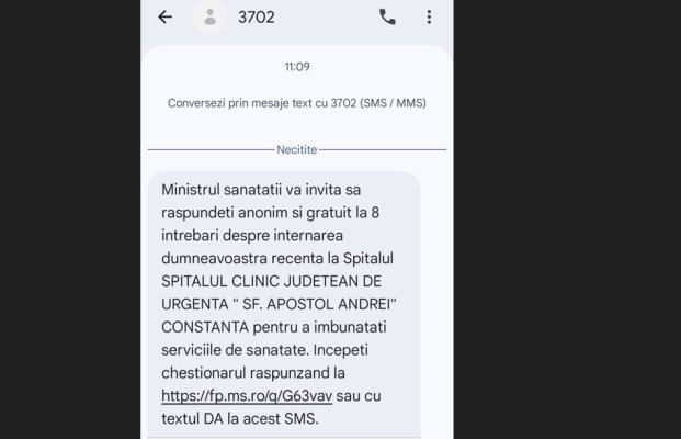Atenție la mesaje pe care le primiți prin SMS, în numele Ministrului Sănătății! 