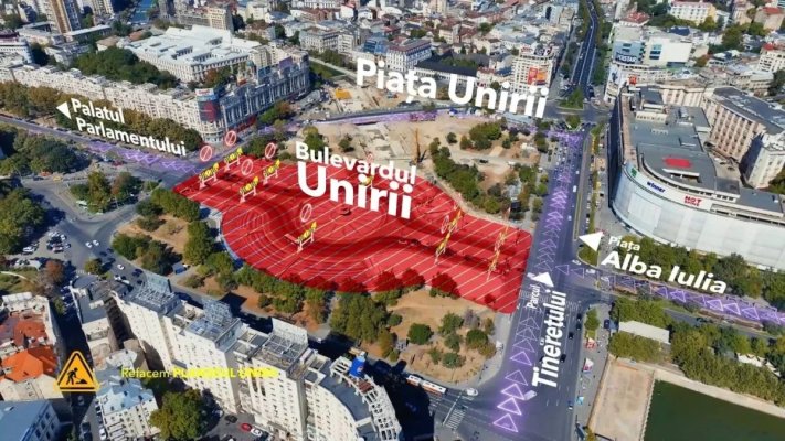 Noi restricții de circulație la șantierul planșeului din Piața Unirii: Ce anunță primarul Daniel Băluță