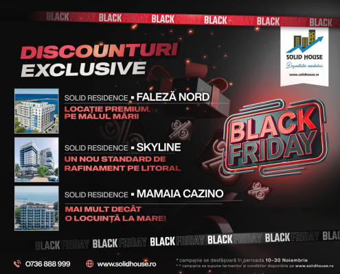 BLACK FRIDAY by Solid House – Discounturi exclusive pentru locuințe premium la malul mării