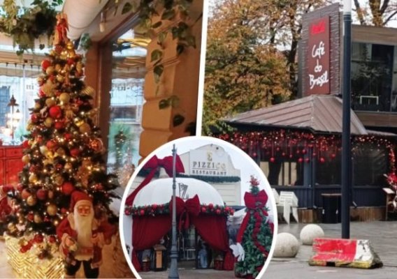 Feerie de iarnă! Cafenelele din centrul Constanței s-au întrecut în decorațiuni. Video