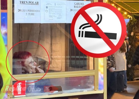 Asta da, educație! O casieră de la Târgul de Crăciun vinde bilete copiilor cu țigara în colțul gurii. Video   