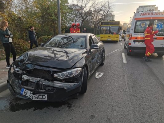 Accident rutier între un autobuz CT BUS și un BMW, în zona hotel Perla: o victimă a ajuns la spital