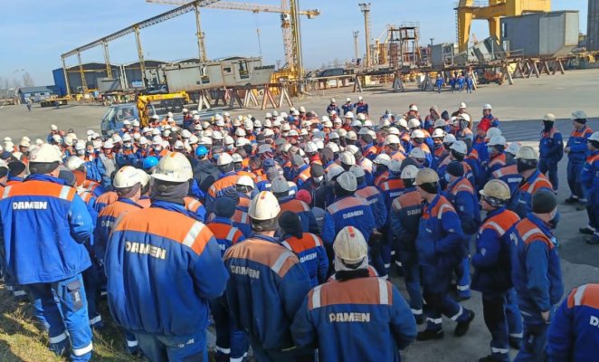 Damen trimite în șomaj tehnic aproape jumătate din angajații șantierului său din Galați  