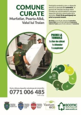 Primăria Valu lui Traian dă startul campaniei „Comune Curate” – colectare deșeuri electrice pe 7 noiembrie