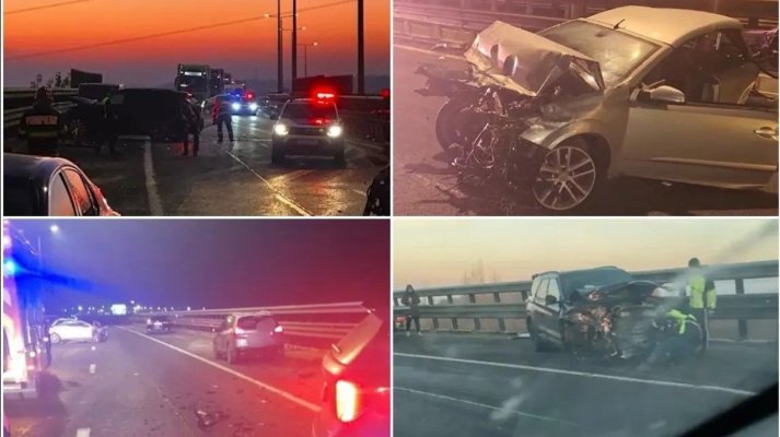 Accident cu patru maşini pe Autostrada Bucureşti - Piteşti. Cinci persoane au ajuns la spital