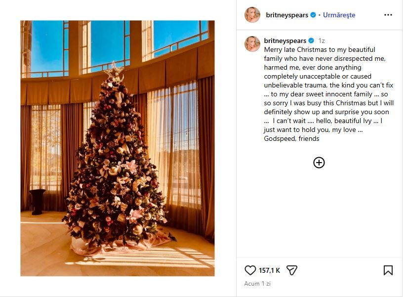 Britney Spears, mesaj ironic la adresa familiei. &bdquo;Craciun fericit membrilor familiei mele, care niciodata nu&hellip;&rdquo;