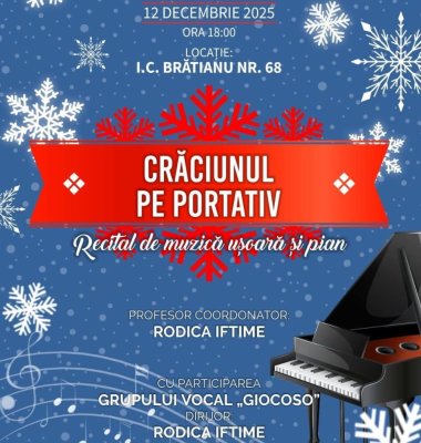 Centrul Cultural Județean „Teodor T. Burada” celebrează sărbătorile de iarnă printr-o serie de spectacole și recitaluri