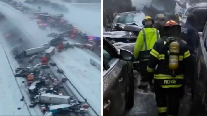 Dezastru pe o autostradă din SUA: Aproximativ 50 de mașini au fost implicate într-un accident uriaș