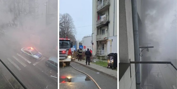 Explozie urmată de incendiu, într-un bloc din Focşani