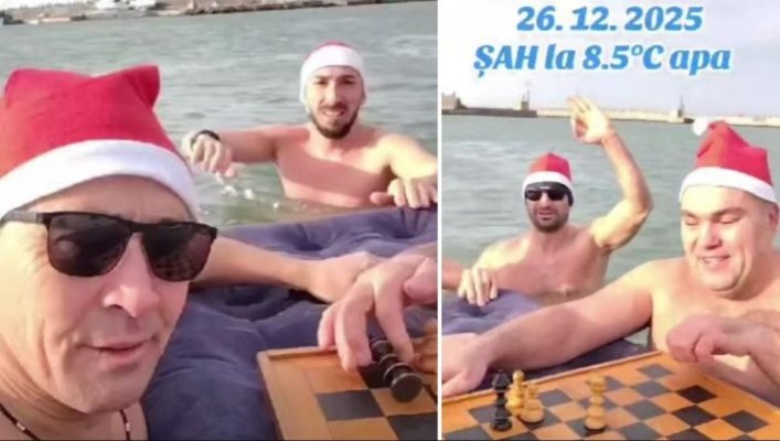 Patru bărbaţi curajoşi au jucat şah în apa rece, în a doua zi de Crăciun. Video