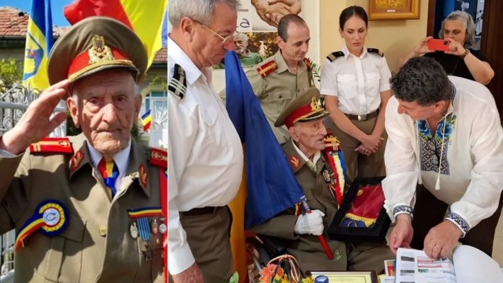 Nicușor Dan l-a decorat pe veteranul de război Ion Banu, în vârstă de 107 ani