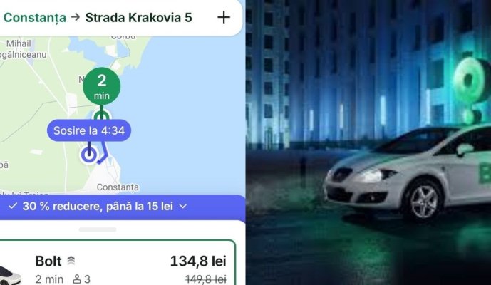 Japcă pe față în noaptea de Revelion! Tarife de cinci ori mai mari pe Bolt și Uber, la Constanța 