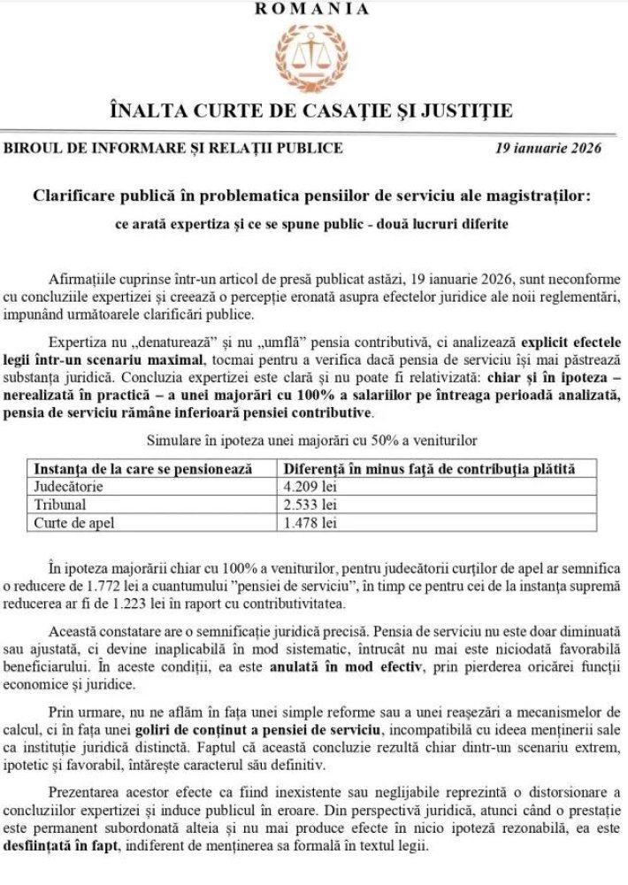 iCCJ desfiinteaza &bdquo;contra-expertizele&rdquo; anonime: Guvernul lasa magistratii cu pensii mai mici decat contributivitatea