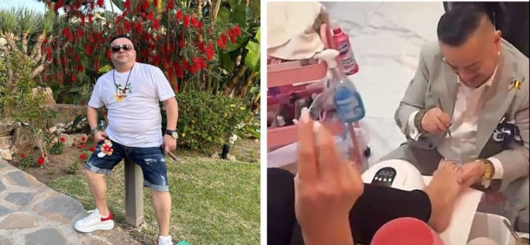 Adrian Minune, așa cum nu l-ai mai văzut! Manelistul a făcut show la salonul de pedichiură