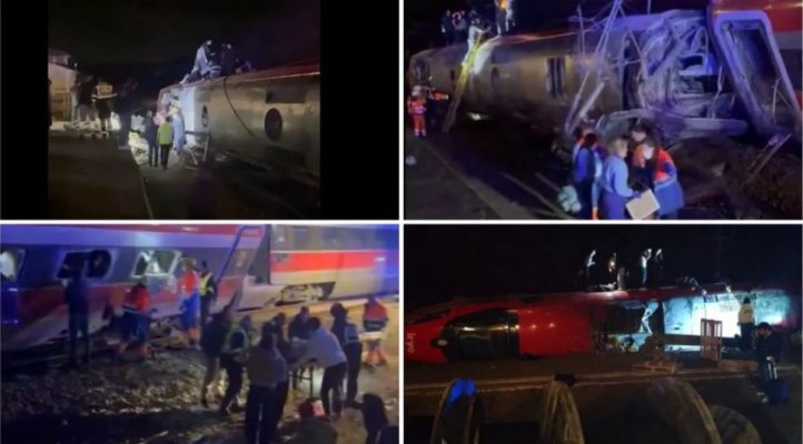Catastrofă feroviară în Spania: Morți și numeroși răniți, după ce 2 trenuri de mare viteză au deraiat