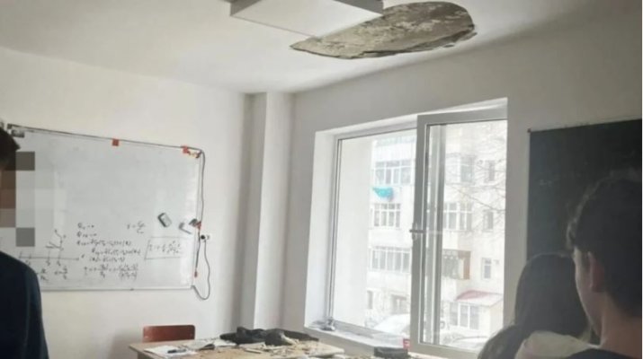 Un tavan s-a prăbușit peste elevi în timpul orelor, la un liceu recent renovat