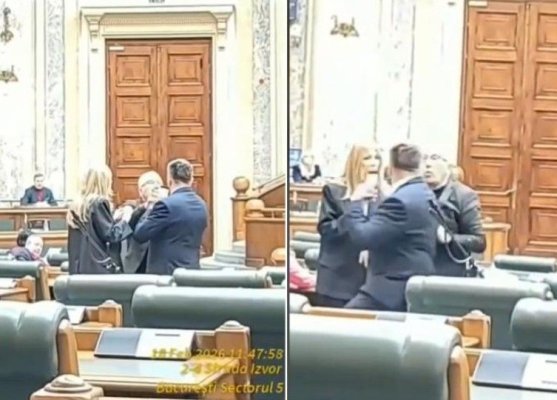Scandal în Parlament! Doi senatori s-au încăierat în timpul ședinței de plen. Video