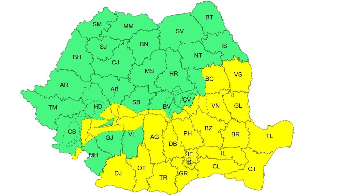 Avertizare de Cod Galben de ploi si vant in Dobrogea! Vezi de cand