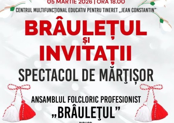 Folclor de Mărțișor: „Brâulețul și invitații” aduc primăvara pe scenă
