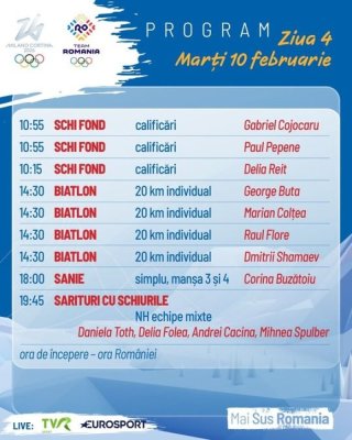 JO de iarnă: Programul sportivilor români de marţi