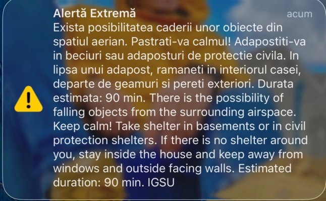 Alertă de posibile căderi a unor obiecte din spațiul aerian, la Tulcea! A fost emis RO-Alert