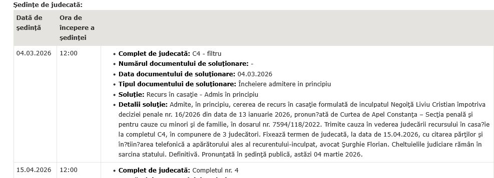 Curtea Suprema a admis recursul in casatie formulat de fostul primar din Cernavoda, Liviu Negoita Curtea Suprema a admis recursul in casatie formulat de fostul primar din Cernavoda, Liviu Negoita