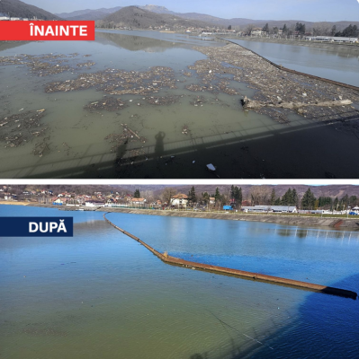 Lacul de acumulare de la Călimăneşti a fost curăţat de tone de gunoaie în şase zile