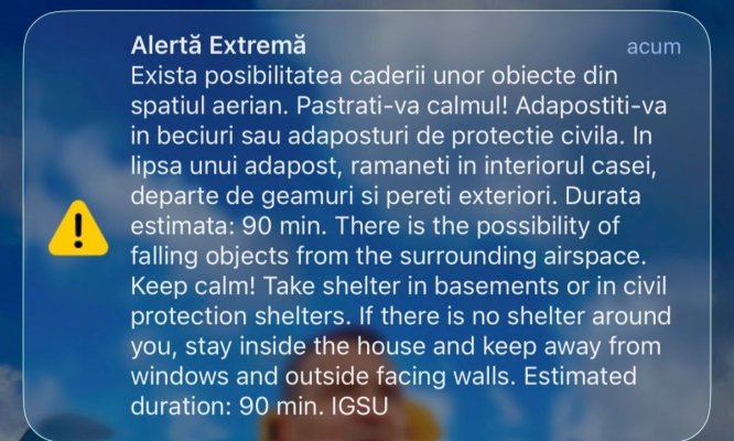 Mesaj Ro-Alert, pentru locuitorii din nordul județului Tulcea, din cauza războiului din Ucraina