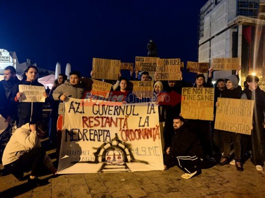 Studenții constănțeni au protestat împotriva măsurilor de austeritate luate de Bolojan! Video