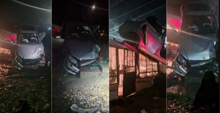 Accident spectaculos în Prahova. O mașină a ajuns pe acoperișul unei case