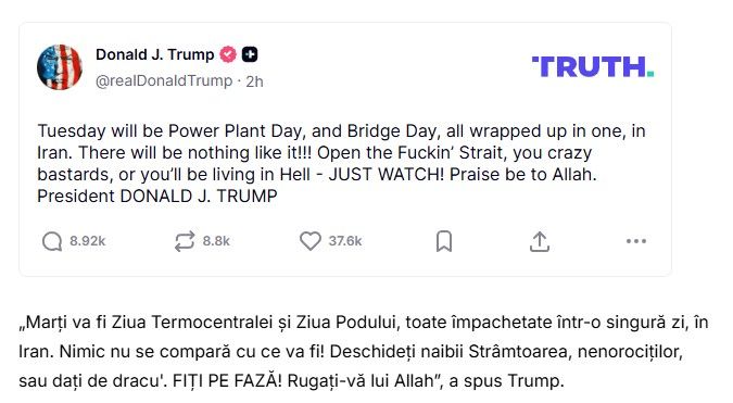 Trump ameninta din nou Iranul: „Daca nu ajungem la un acord maine, arunc totul in aer“ Trump ameninta din nou Iranul: „Daca nu ajungem la un acord maine, arunc totul in aer“