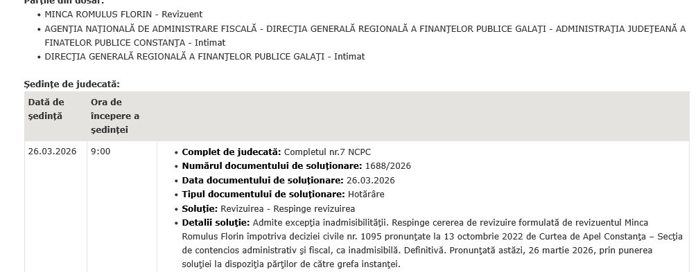 Romulus Minca, fostul sef al AJOFM Constanta, a pierdut definitiv procesul cu ANAF si e bun de plata! Romulus Minca, fostul sef al AJOFM Constanta, a pierdut definitiv procesul cu ANAF si e bun de plata!