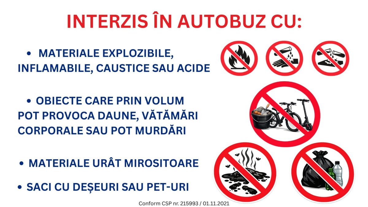 Ce tip de obiecte sunt interzise in autobuzele CT BUS? Ce tip de obiecte sunt interzise in autobuzele CT BUS?