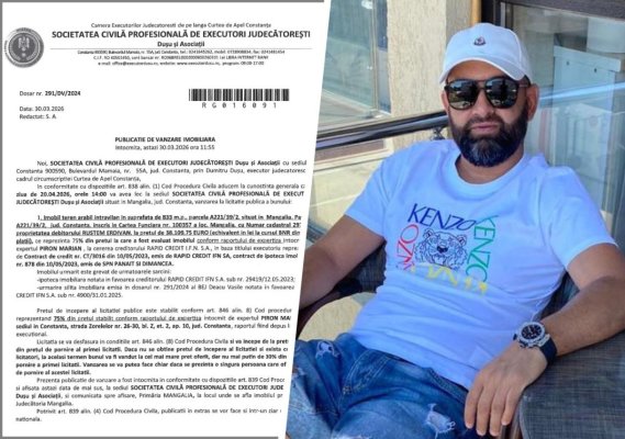 Rustem Erdivan, un interlop cu pretenții de om de afaceri din Mangalia a ajuns... falit! 
