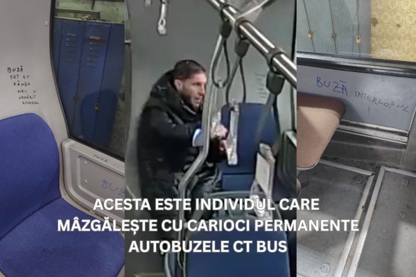 „Buză interlopul“ care a terorizat autobuzele CT BUS, a fost prins de polițiști!