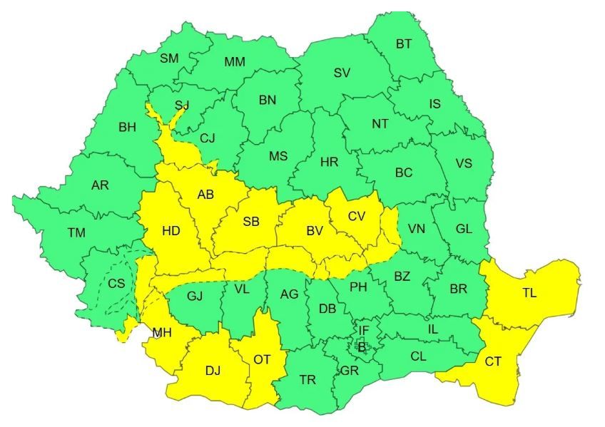 Iarna revine in forta: cod galben de vant si ninsori. Ploi si rafale puternice de vant in unele regiuni din tara