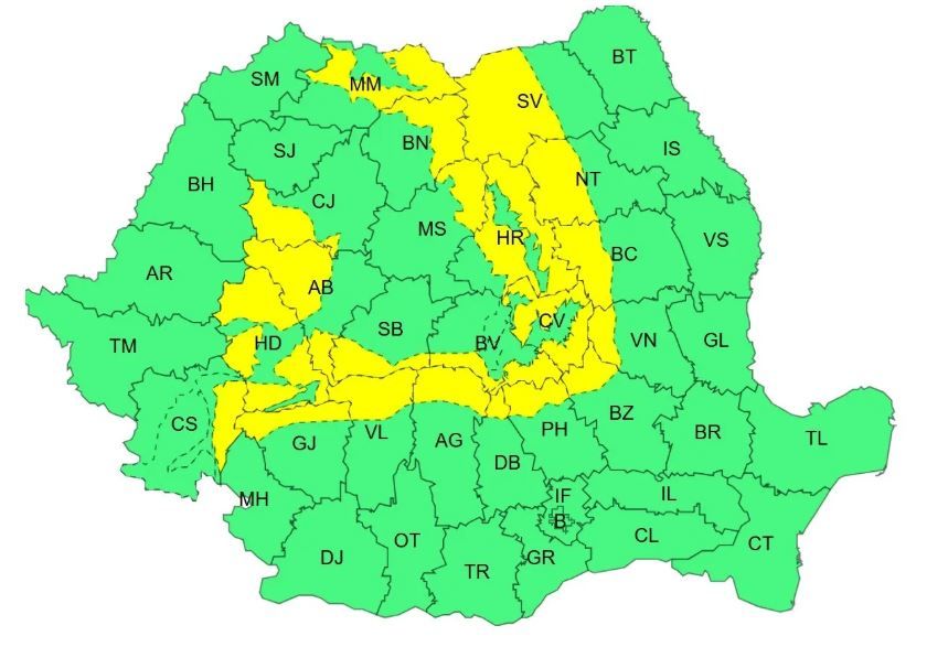 Iarna revine in forta: cod galben de vant si ninsori. Ploi si rafale puternice de vant in unele regiuni din tara