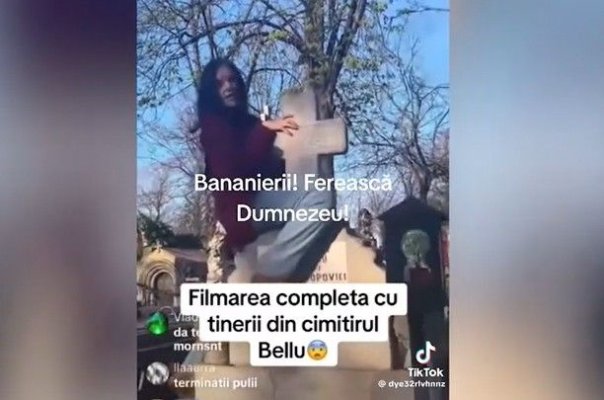 Polițiștii i-au reținut pe cei doi tineri care au dansat lasciv pe morminte, în Cimitirul Bellu. Video